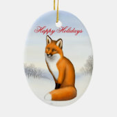 Winter Red Fox Customizable Ornament (Achterkant)