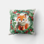 Winter Red Fox Green Berries Baby shower Gift Kussen (Achterkant)