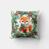 Winter Red Fox Green Berries Baby shower Gift Kussen (Voorkant)
