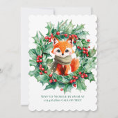 Winter Red Fox Green Berries Baby shower Kerst Kaart (Achterkant)