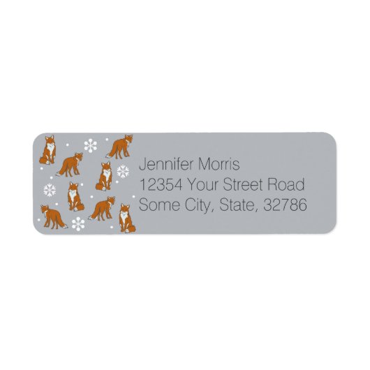 Winter Red Foxes Pattern Etiket (Voorkant)