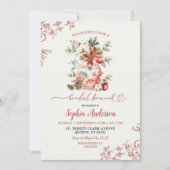 Winter Red Ginger Jar Chinoiserie Bruids Brunch Kaart (Voorkant)