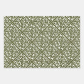 Winter Red Green Damask Traditional Kerstmis Inpakpapier Vel (Voorkant 3)