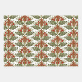 Winter Red Green Damask Traditional Kerstmis Inpakpapier Vel (Voorkant 2)