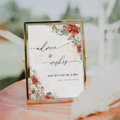 Winter Red Greenery Pinecone Advies en wensen Reclamebord Met Voetstuk