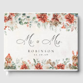 Winter Red Greenery Pinecone bruiloft gastenboek (Voorkant)