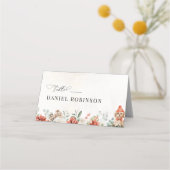 Winter Red Greenery Pinecone Gevouwen Plaats Kaart Plaatskaartje (Achterkant)