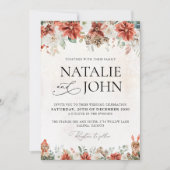 Winter Red Greenery Pinecone Huwelijksuitnodiging Kaart (Voorkant)