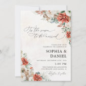 Winter Red Greenery Pinecone Huwelijksuitnodiging Kaart (Voorkant)