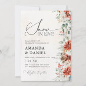 Winter Red Greenery Pinecone Huwelijksuitnodiging Kaart (Voorkant)