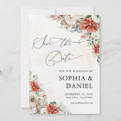 Winter Red Greenery Pinecone Save the Date Kaart (Voorkant)