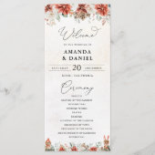 Winter Red Greenery Pinecone Trouwprogramma Programmakaart (Voorkant)