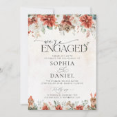 Winter Red Greenery Pinecone We zijn verloofd Kaart (Voorkant)