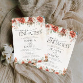 Winter Red Greenery Pinecone We zijn verloofd Kaart