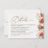 Winter Red Greenery Pinecone Wedding Details Kaart (Voorkant)