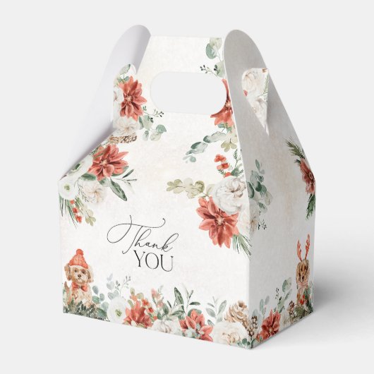 Winter Red Greenery Pinecone Wedding Favoriet Box Bedankdoosjes (Achterkant)