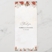 Winter Red Greenery Pinecone Wedding Menu (Achterkant)