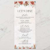 Winter Red Greenery Pinecone Wedding Menu (Voorkant)