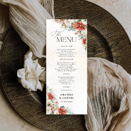 Winter Red Greenery Pinecone Wedding Menu