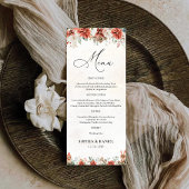Winter Red Greenery Pinecone Wedding Menu