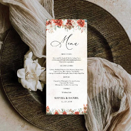Winter Red Greenery Pinecone Wedding Menu