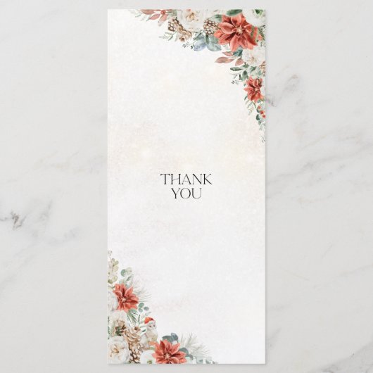 Winter Red Greenery Pinecone Wedding Menu (Achterkant)