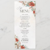 Winter Red Greenery Pinecone Wedding Menu (Voorkant)