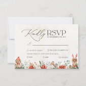 Winter Red Greenery Pinecone Wedding RSVP Kaart (Voorkant)