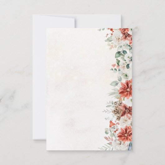 Winter Red Greenery Pinecone Wedding RSVP Kaart (Achterkant)