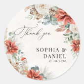 Winter Red Greenery Pinecone Wedding Sticker (Voorkant)