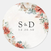 Winter Red Greenery Pinecone Wedding Sticker (Voorkant)