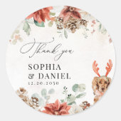 Winter Red Greenery Pinecone Wedding Sticker (Voorkant)