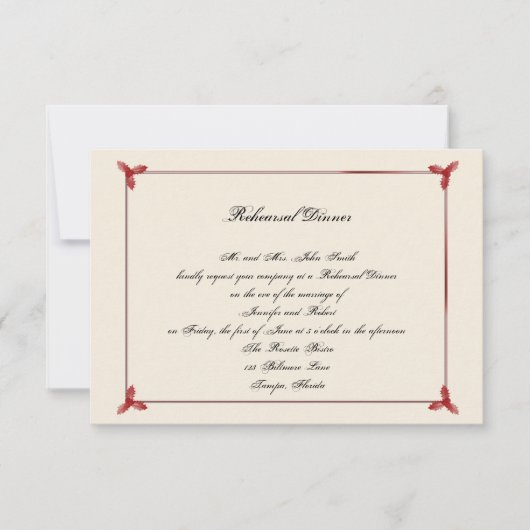 Winter Red Mistletoe Wedding Rehearsal Dinner Kaart (Voorkant)