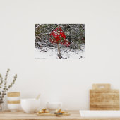 "Winter Red" ornamentaal bamboe in het sneeuwPoste Poster (Keuken)