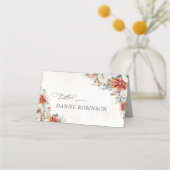 Winter Red Pinecone Gevouwen Trouwplaats Kaart Plaatskaartje (Achterkant)