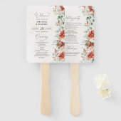 Winter Red Pinecone Trouwprogramma Hand Fan Handwaaier (Voorkant en achterkant)