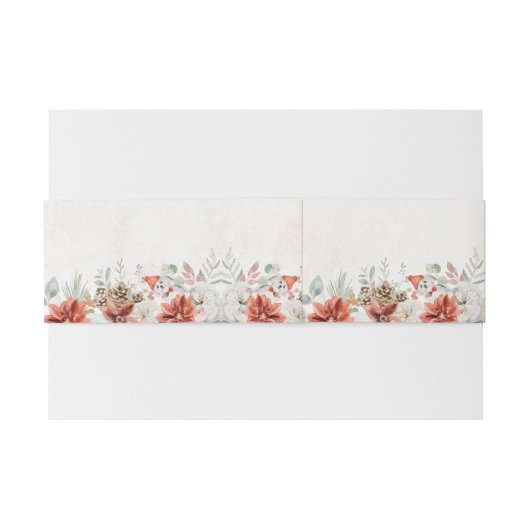 Winter Red Pinecone Wedding Invitation Belly Band Uitnodigingen Wikkel (Achterkant Voorbeeld)