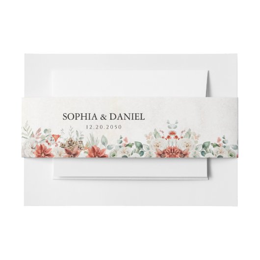 Winter Red Pinecone Wedding Invitation Belly Band Uitnodigingen Wikkel (Voorkant Voorbeeld)