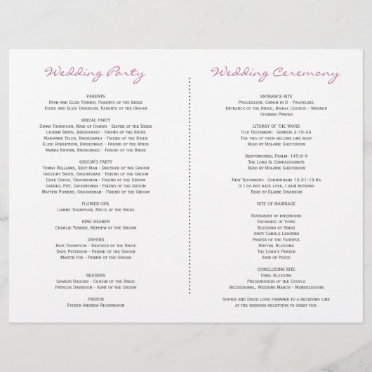 Winter Red Poinsettia Wedding Programme (Achterkant)