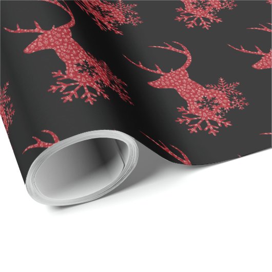 Winter Red Snowflakes kerstabel Cadeaupapier (Rol Hoek)