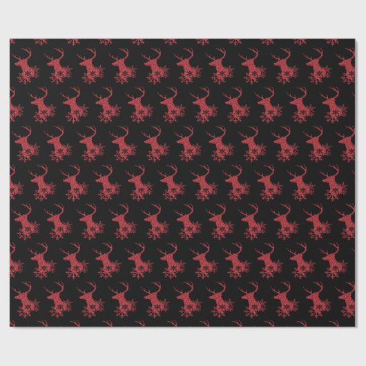 Winter Red Snowflakes kerstabel Cadeaupapier (Vlak)