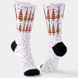 Winter Red Snowflakes kerstboomdeeg wit Sokken