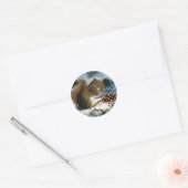 Winter Red Squirrel Holiday Kaarten Ronde Sticker (Envelop)