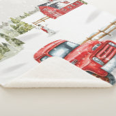 Winter Red Truck & Barn Sherpa Deken (3/4)