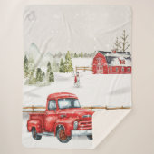 Winter Red Truck & Barn Sherpa Deken (Voorkant)