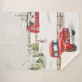 Winter Red Truck & Barn Sherpa Deken (Voorkant (horizontaal))