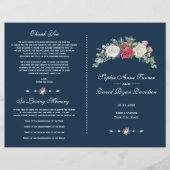 Winter Red White Flowers Berries Wedding Programme Flyer (Voorkant)