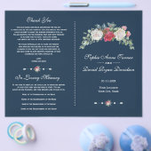 Winter Red White Flowers Berries Wedding Programme Flyer (Enkel)