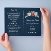 Winter Red White Flowers Berries Wedding Programme Flyer (Hand)