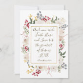 Winter Red White Gold Floral Christelijk bruiloft Kaart (Achterkant)